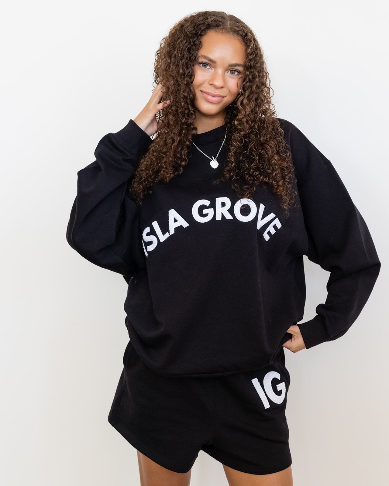 Isla Grove French Terry Crewneck // Black