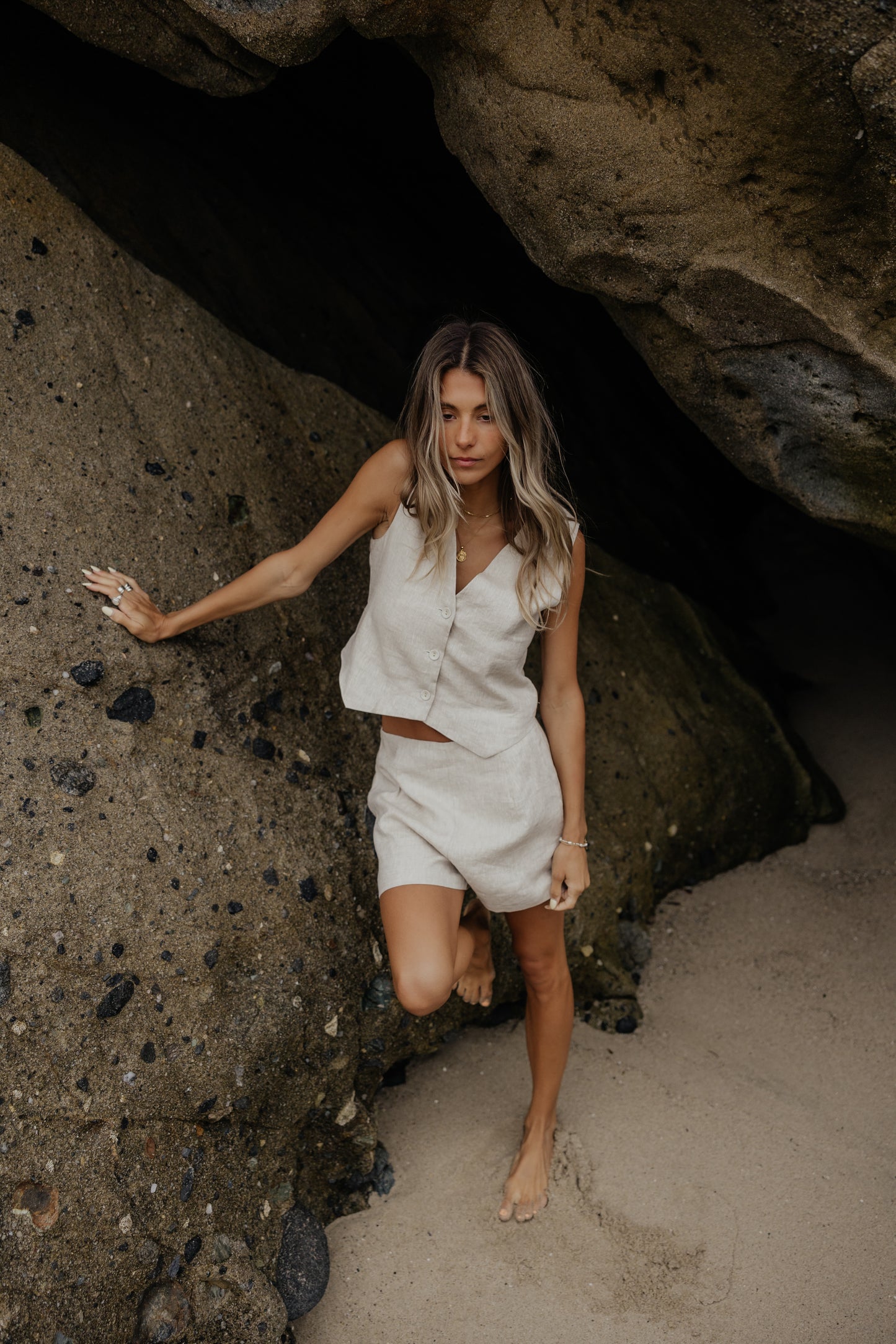 Laguna Linen Vest // Oatmeal