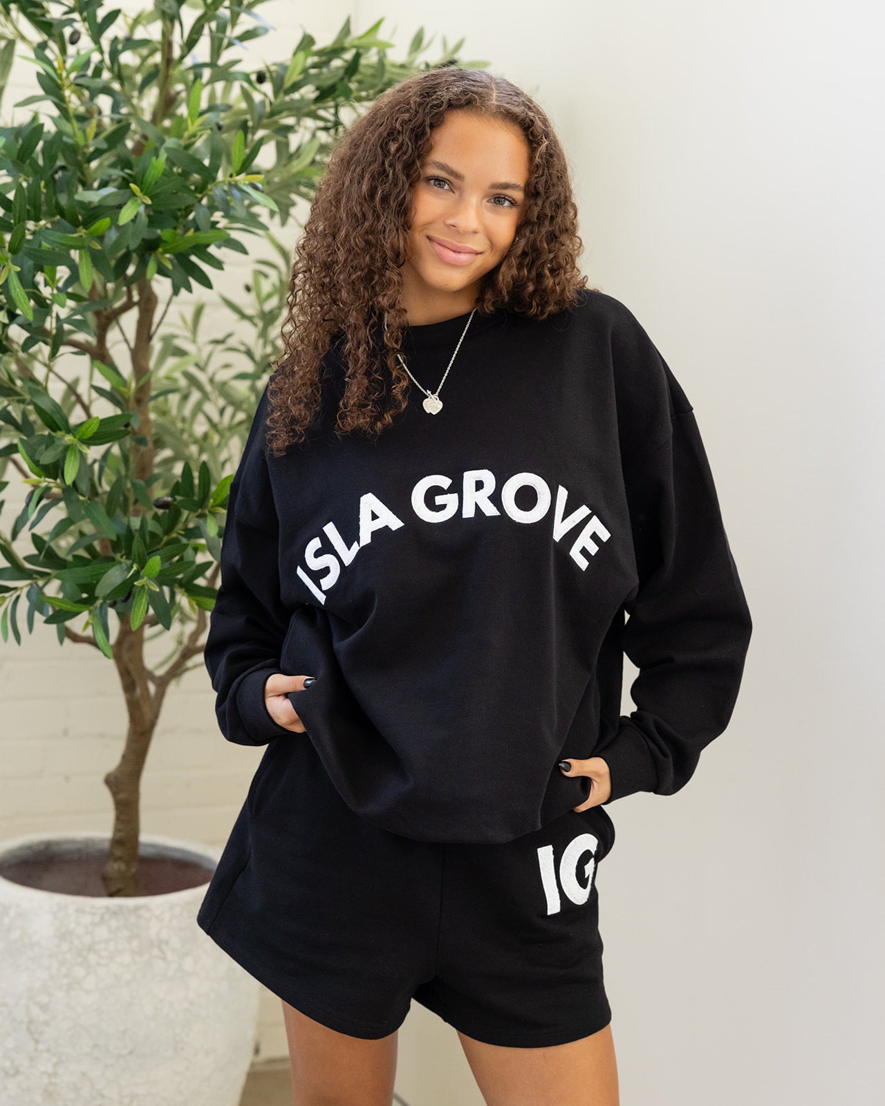 Isla Grove French Terry Crewneck // Black