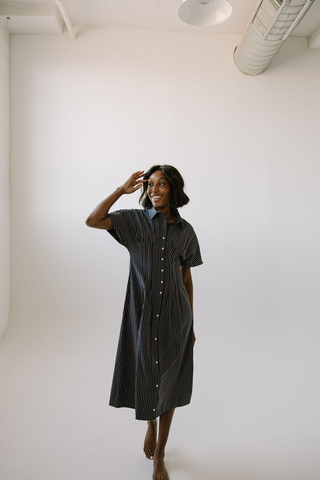 Brooke Pleated Shirt Dress // Navy