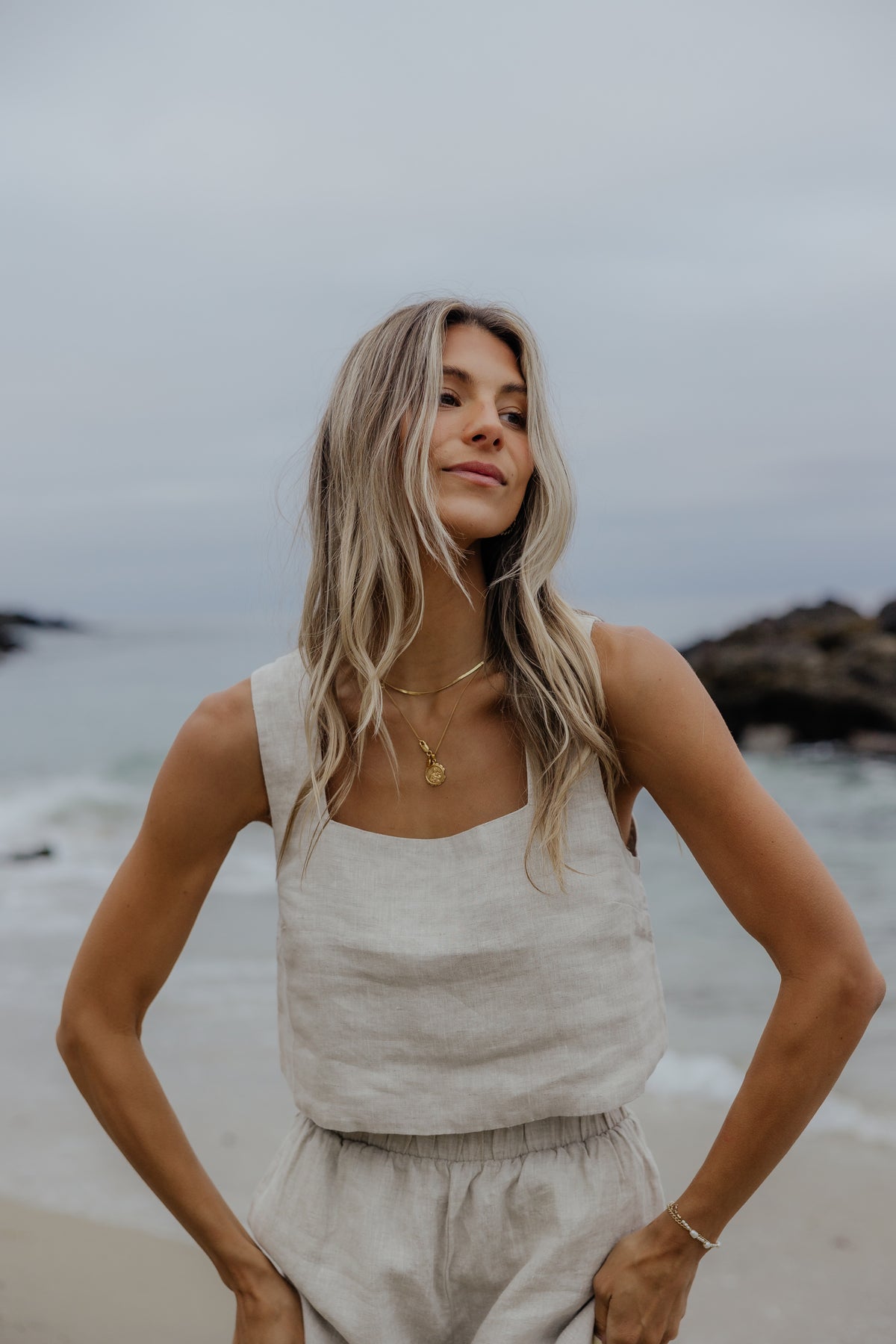 Sandy Linen Square Neck Top