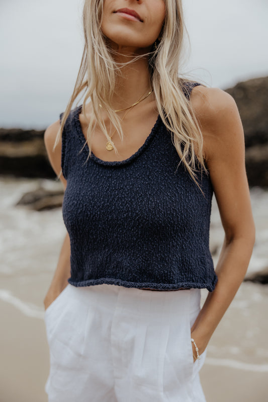 Tide Textured Tank // Navy