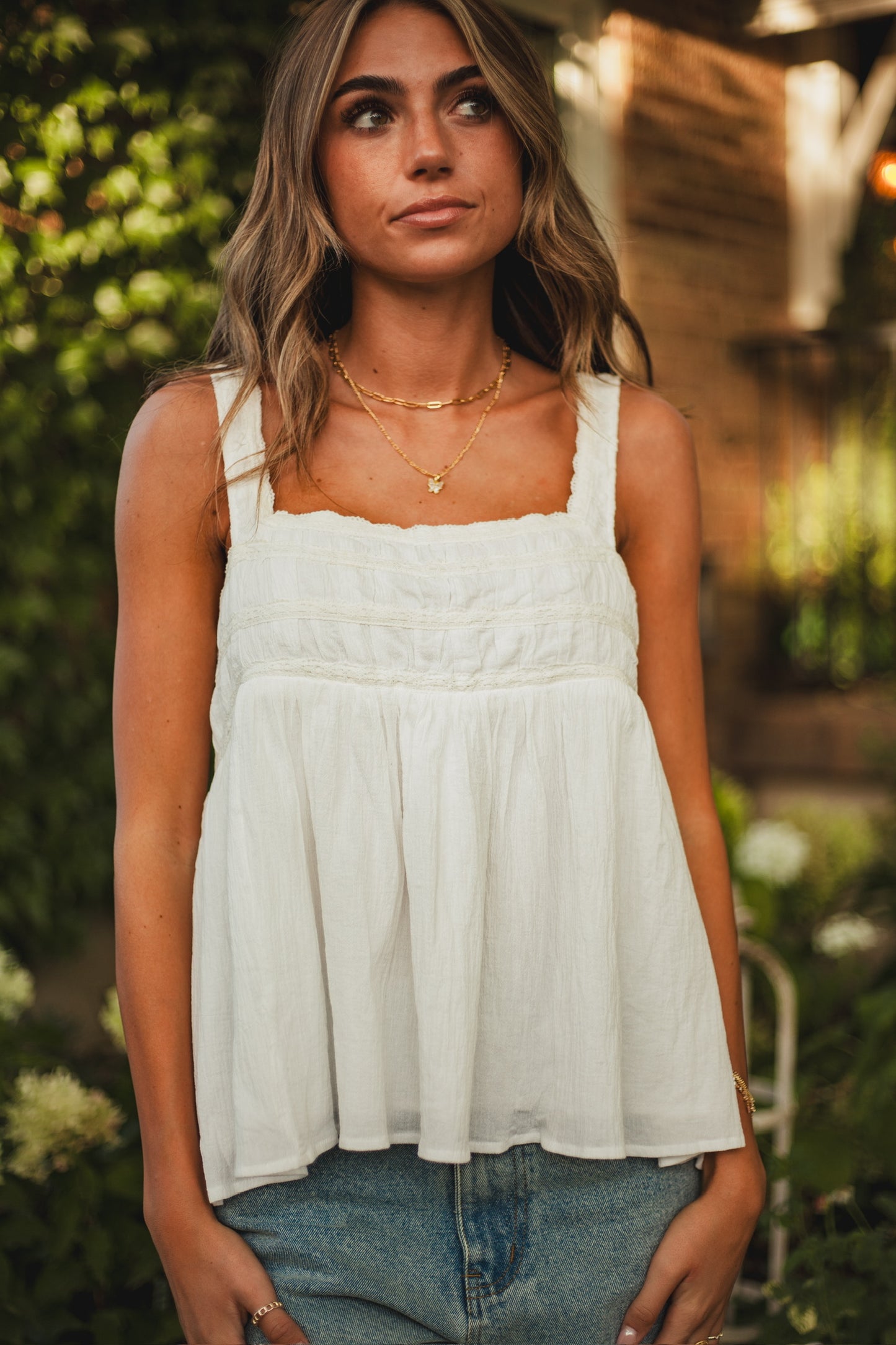 Susie Lace Tank // White