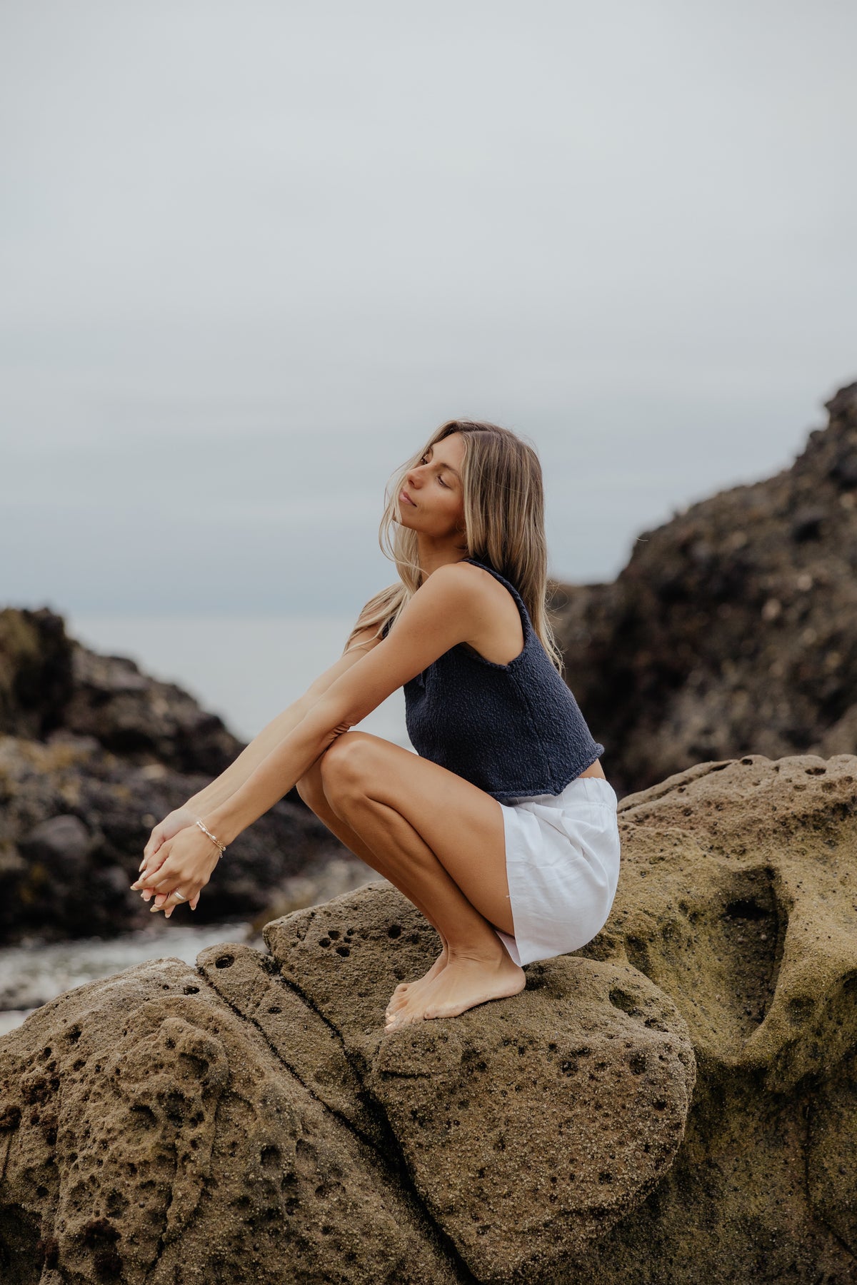 Tide Textured Tank // Navy