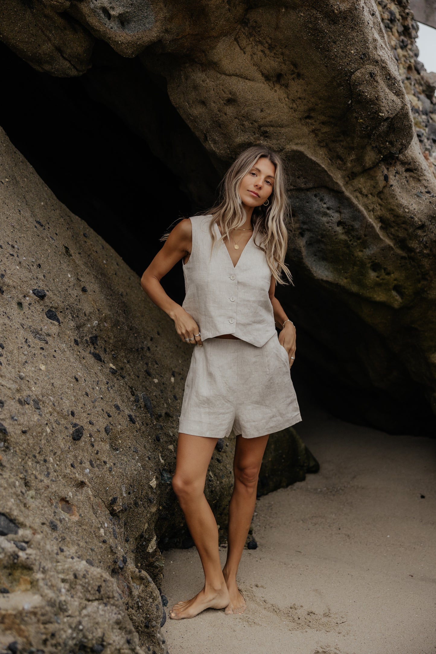 Laguna Linen Vest // Oatmeal