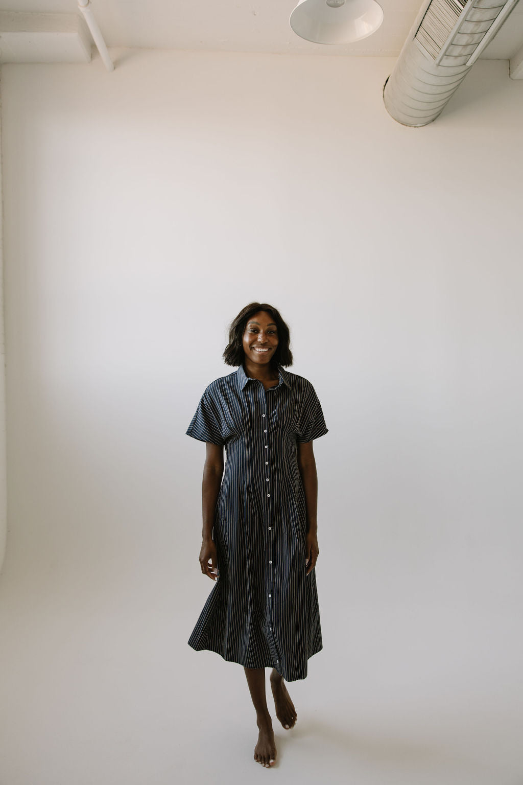 Brooke Pleated Shirt Dress // Navy