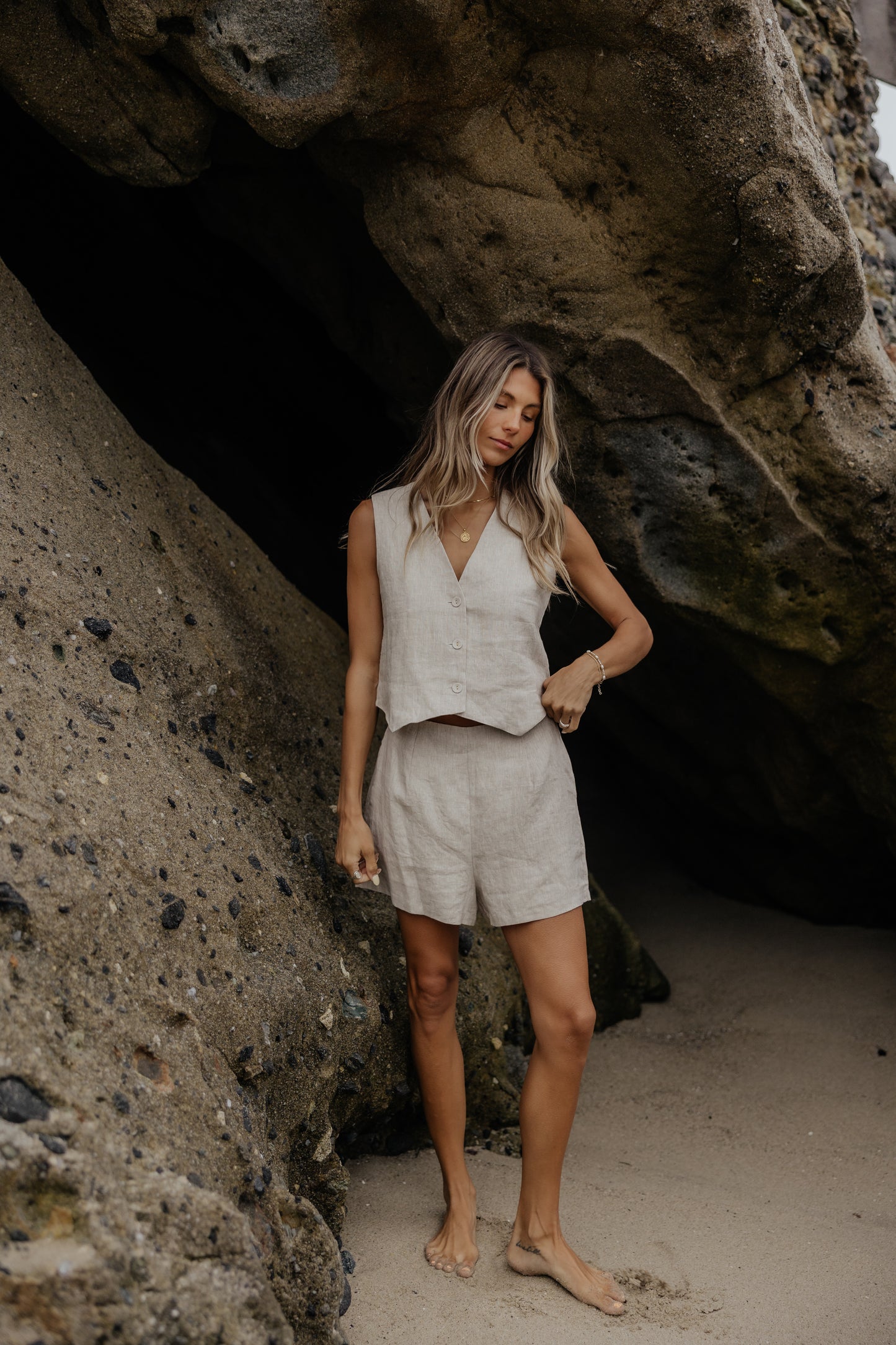 Laguna Linen Vest // Oatmeal