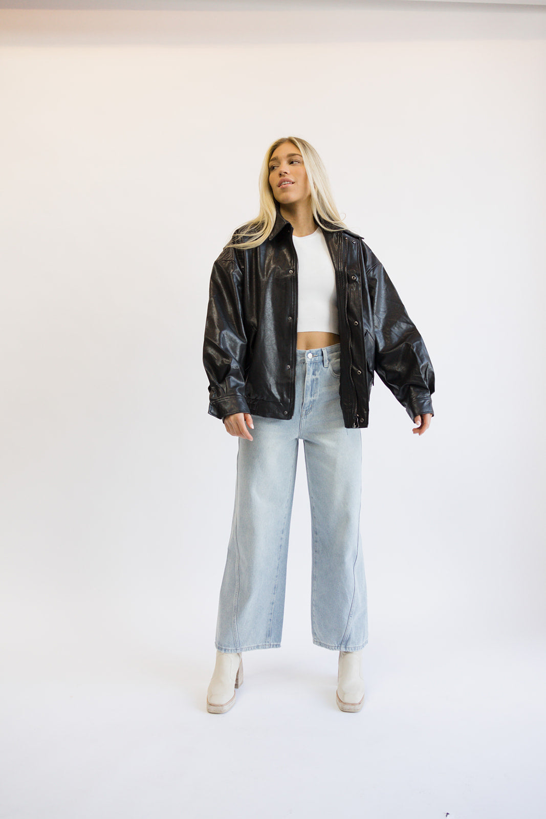 Clarissa Faux Leather Bomber Jacket