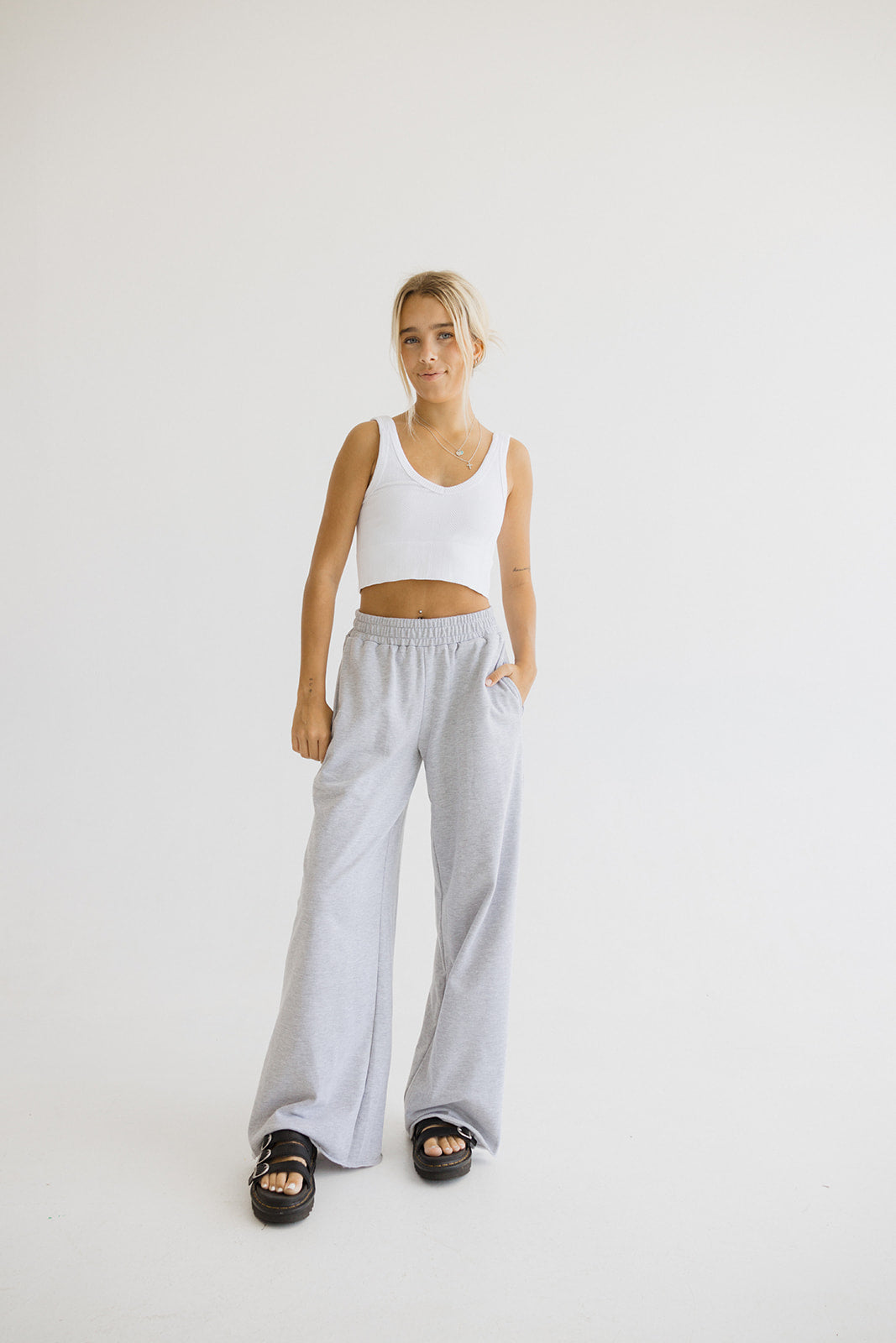 White wide leg on sale sweatpants