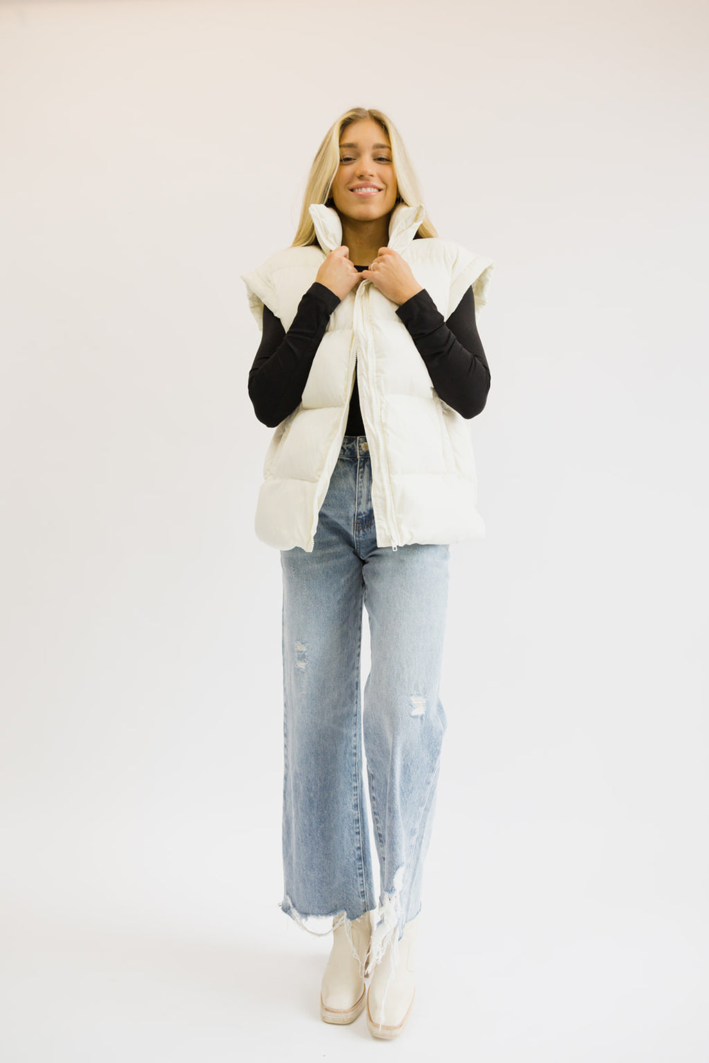 Ava Puffer Vest // Cream
