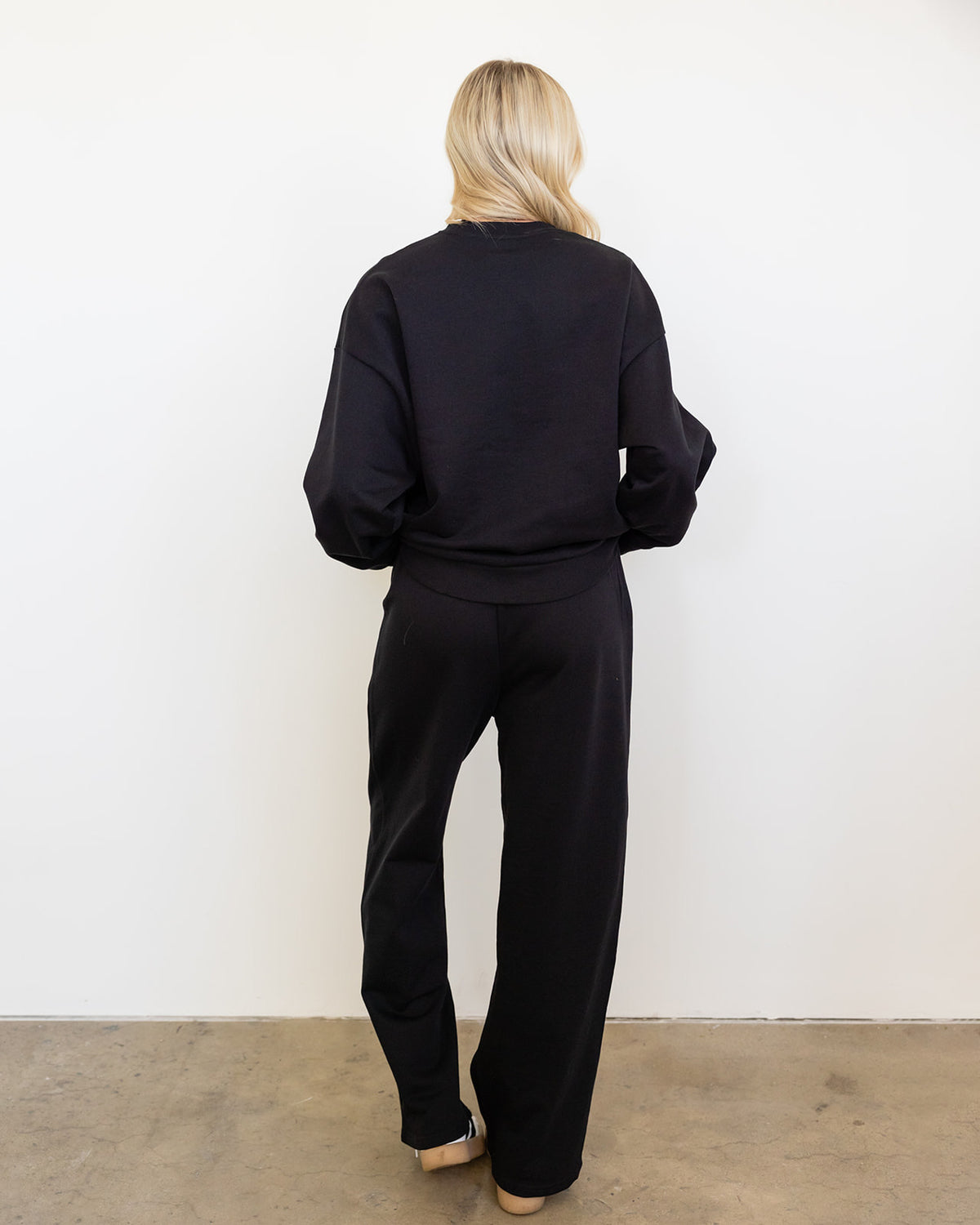 Isla Grove French Terry Wide Leg Pants // Black