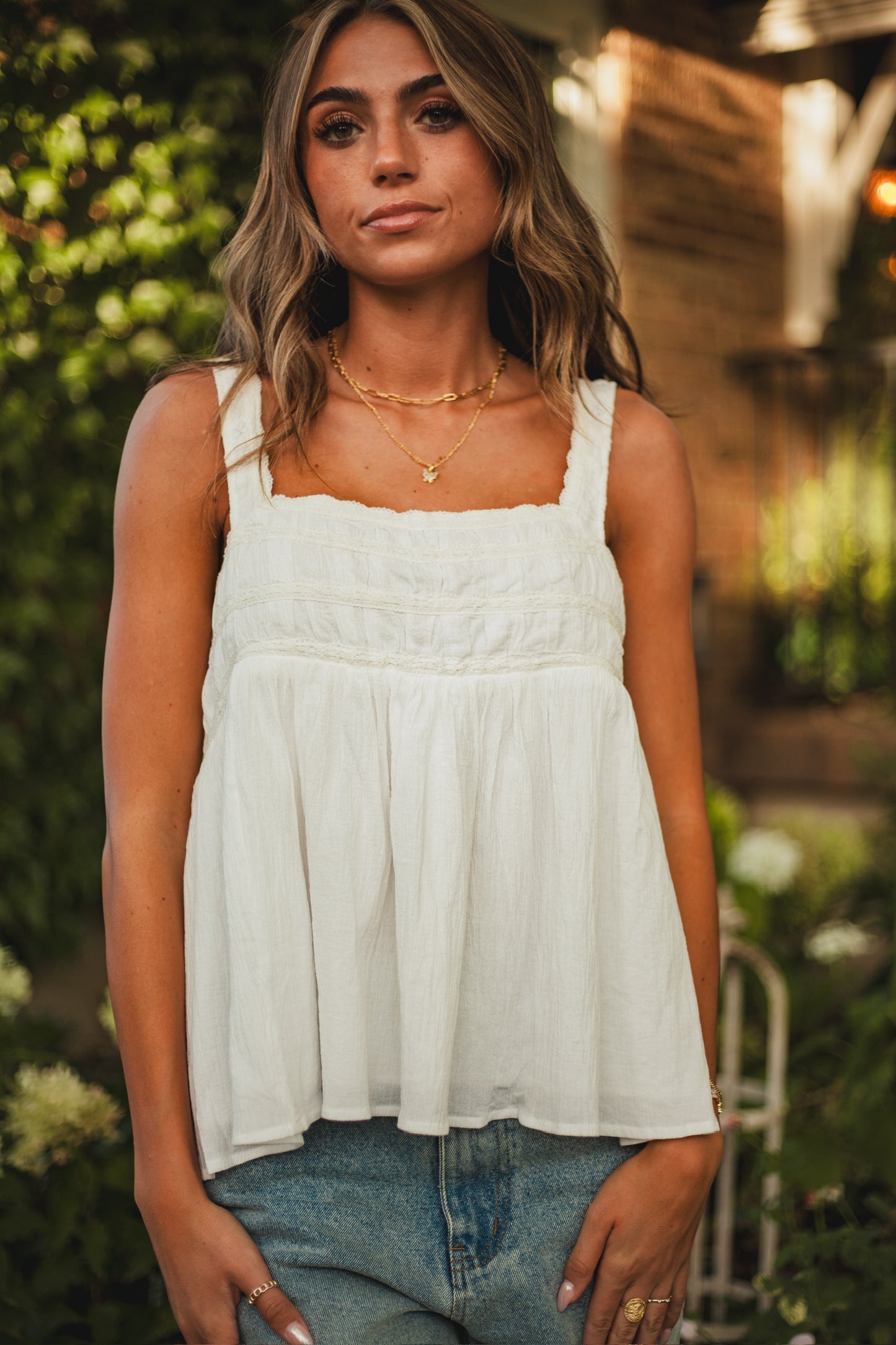 Susie Lace Tank // White