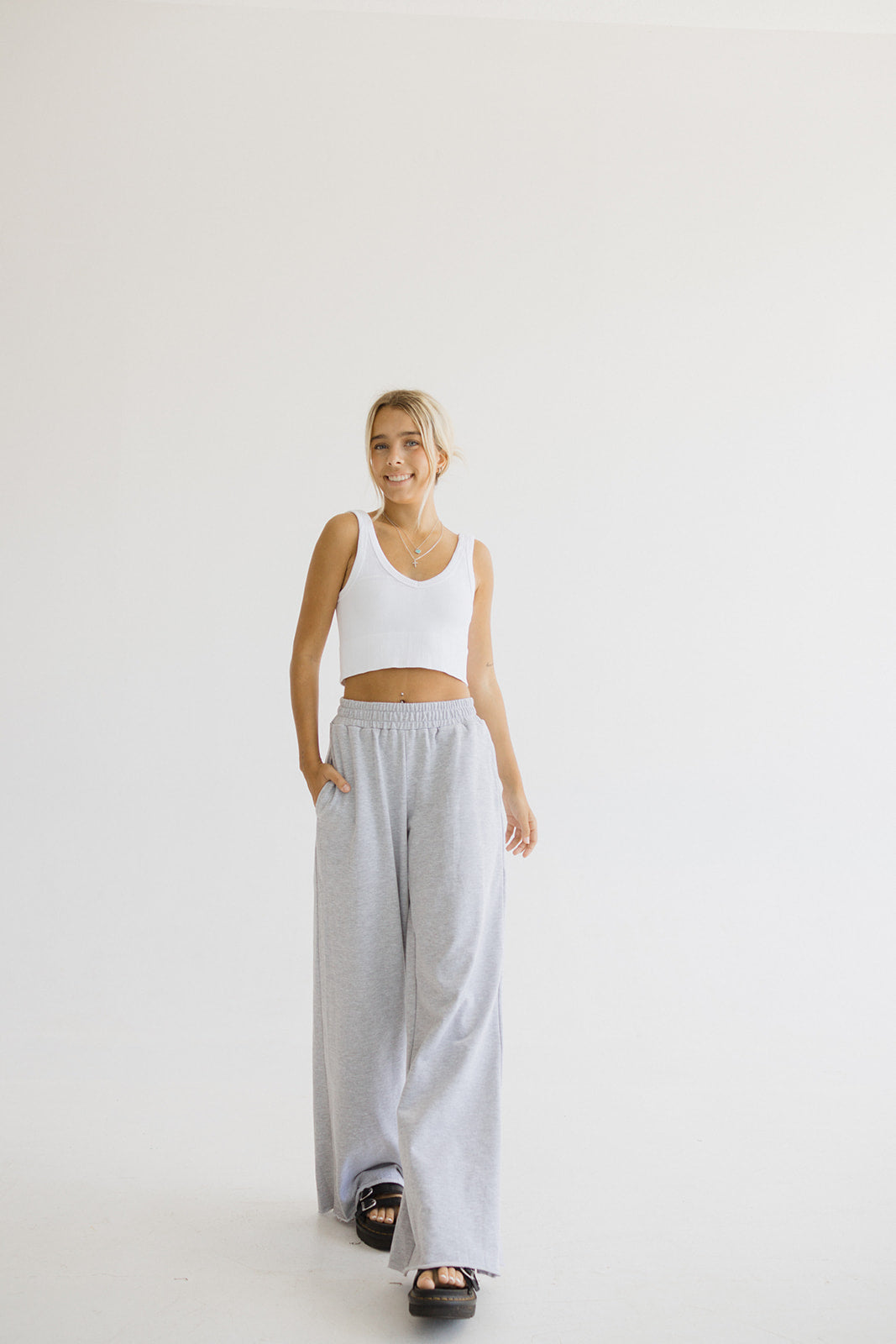 Wide leg grey discount sweatpants