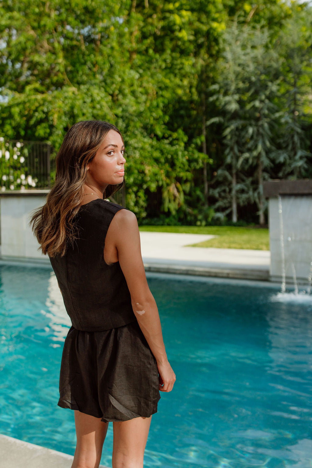 Laguna Linen Vest // Black