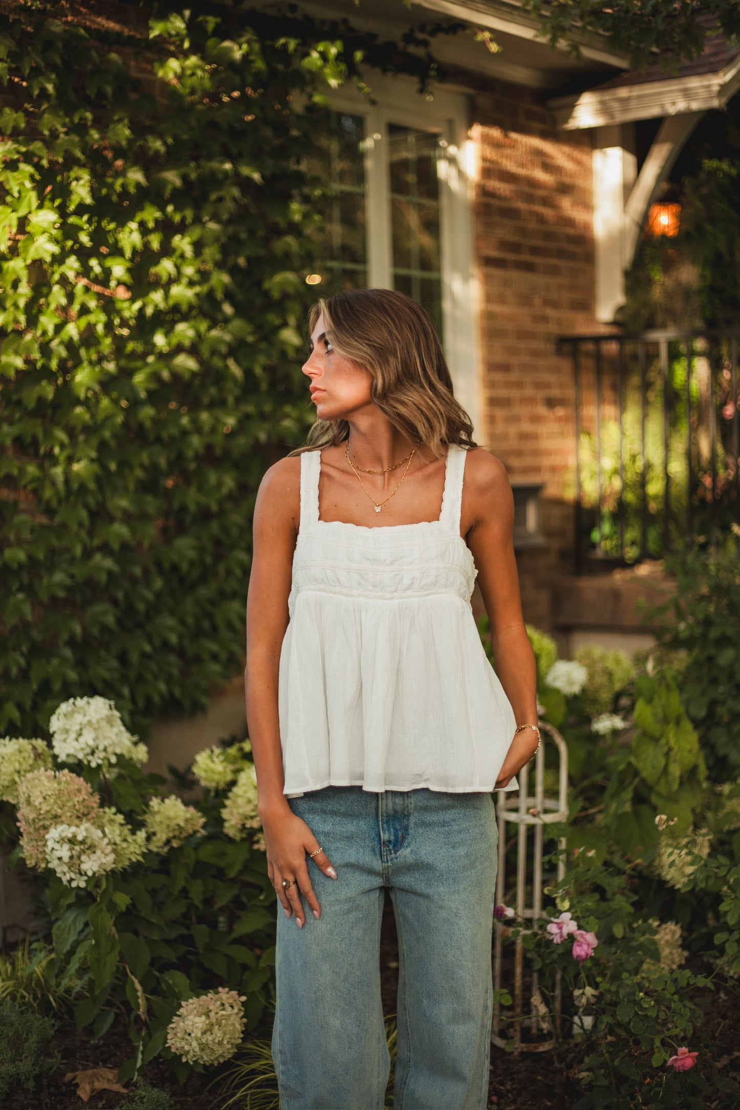 Susie Lace Tank // White