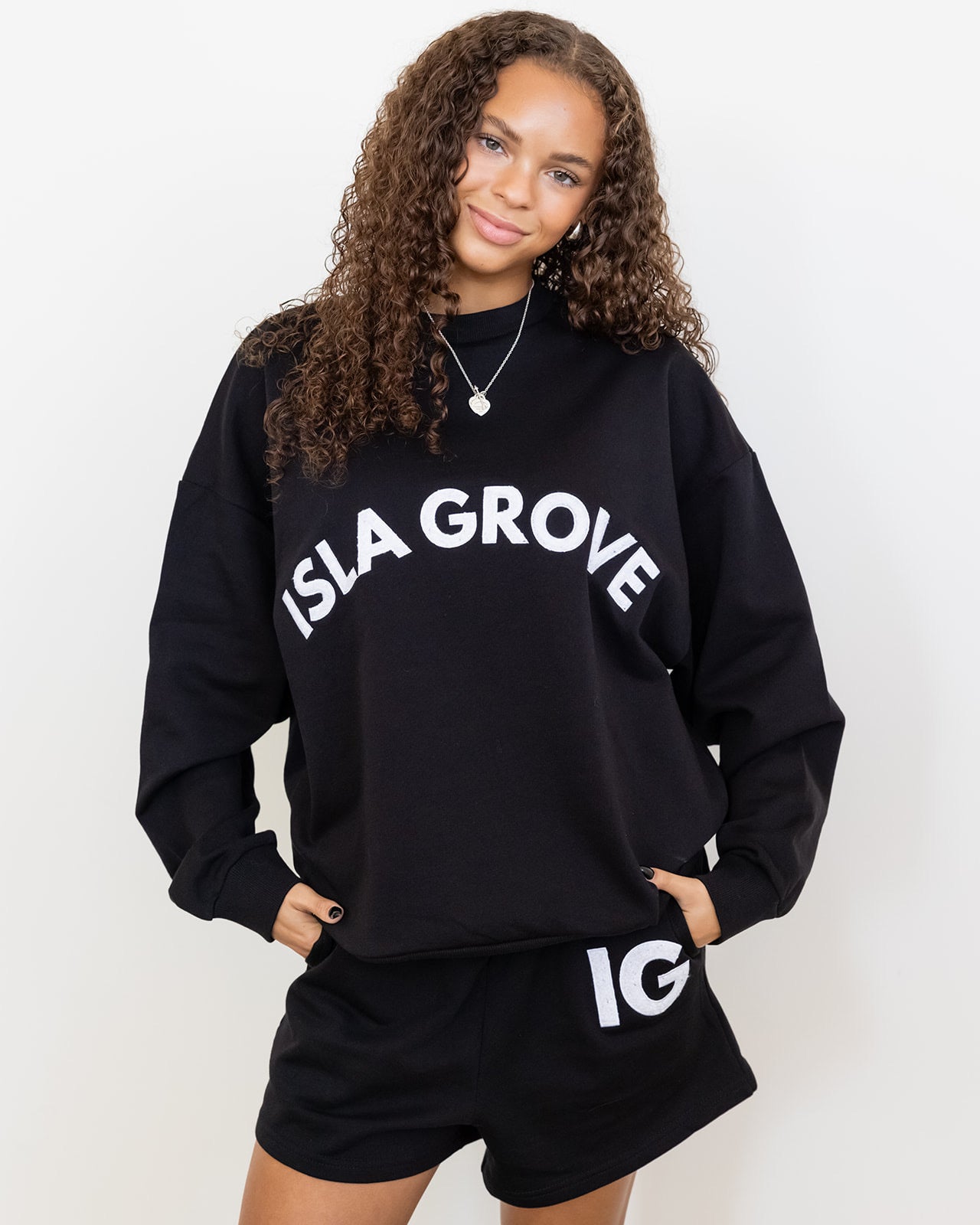 Isla Grove French Terry Crewneck // Black