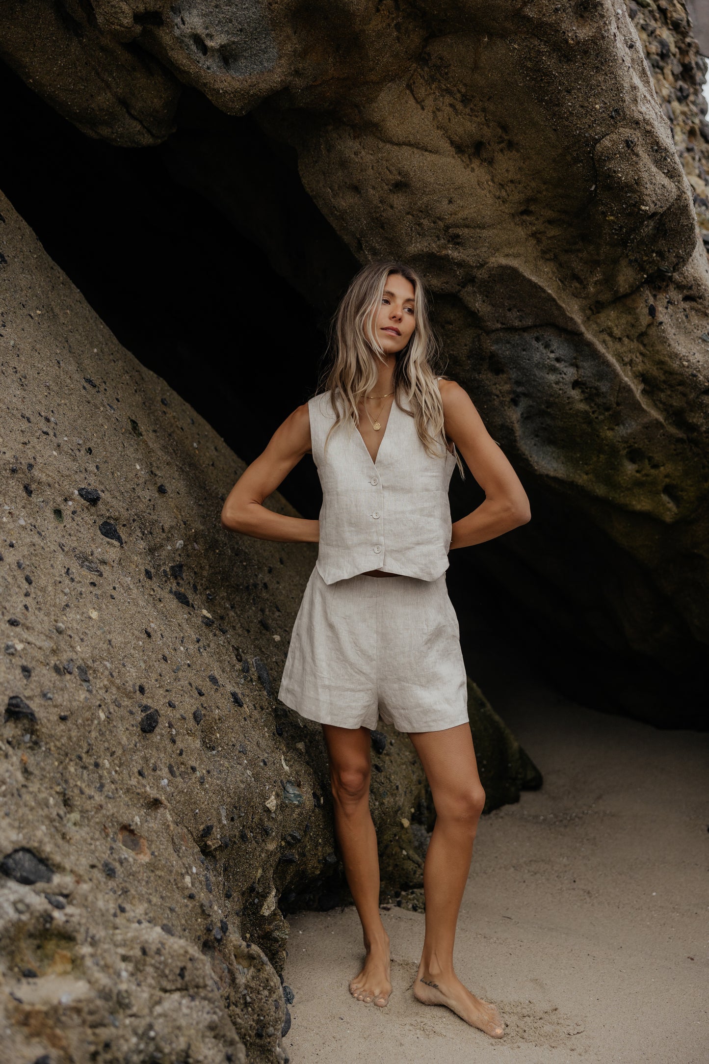 Laguna Linen Vest // Oatmeal