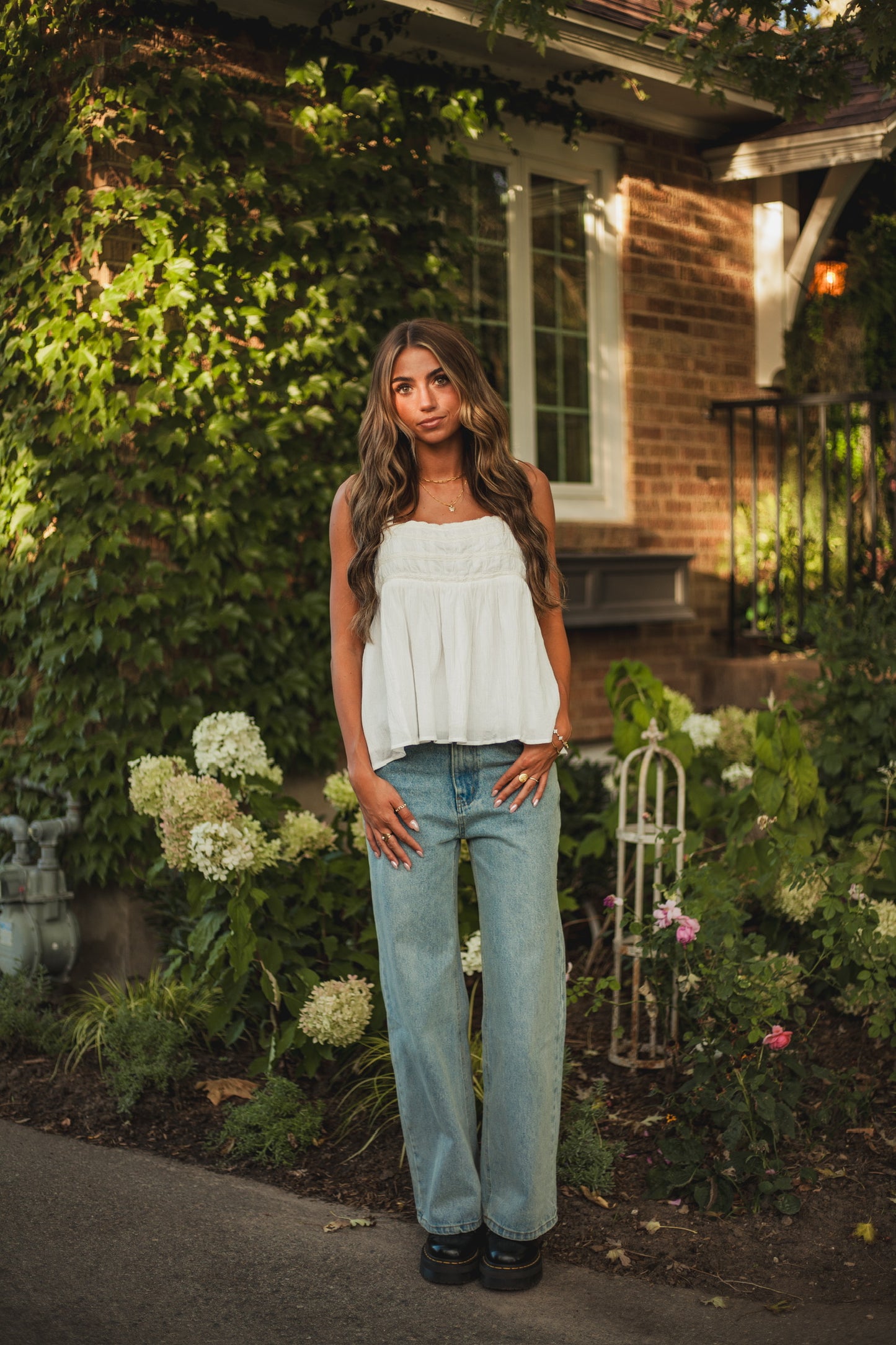 Susie Lace Tank // White