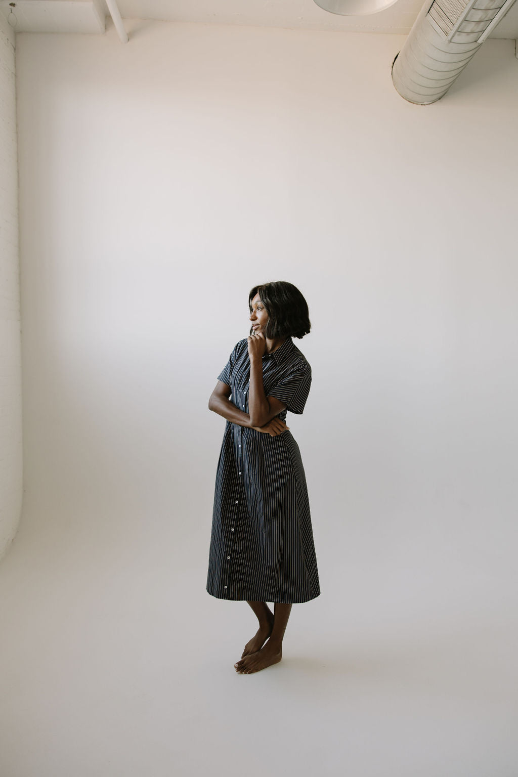 Brooke Pleated Shirt Dress // Navy