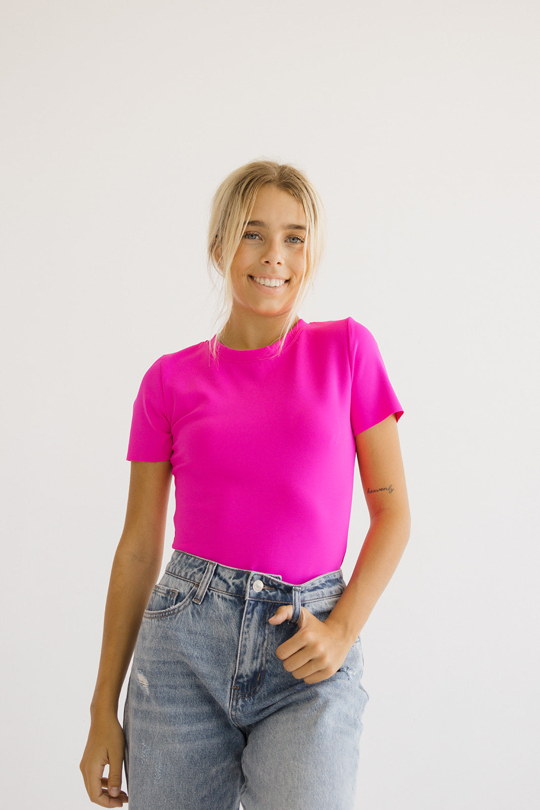 Smoothing T-Shirt Bodysuit // Pink Highlighter