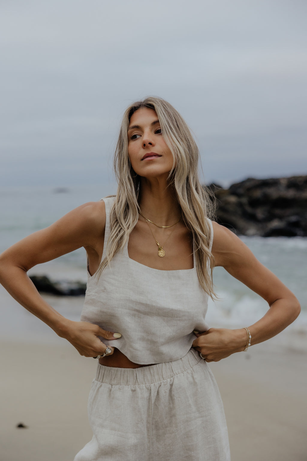 Sandy Linen Square Neck Top