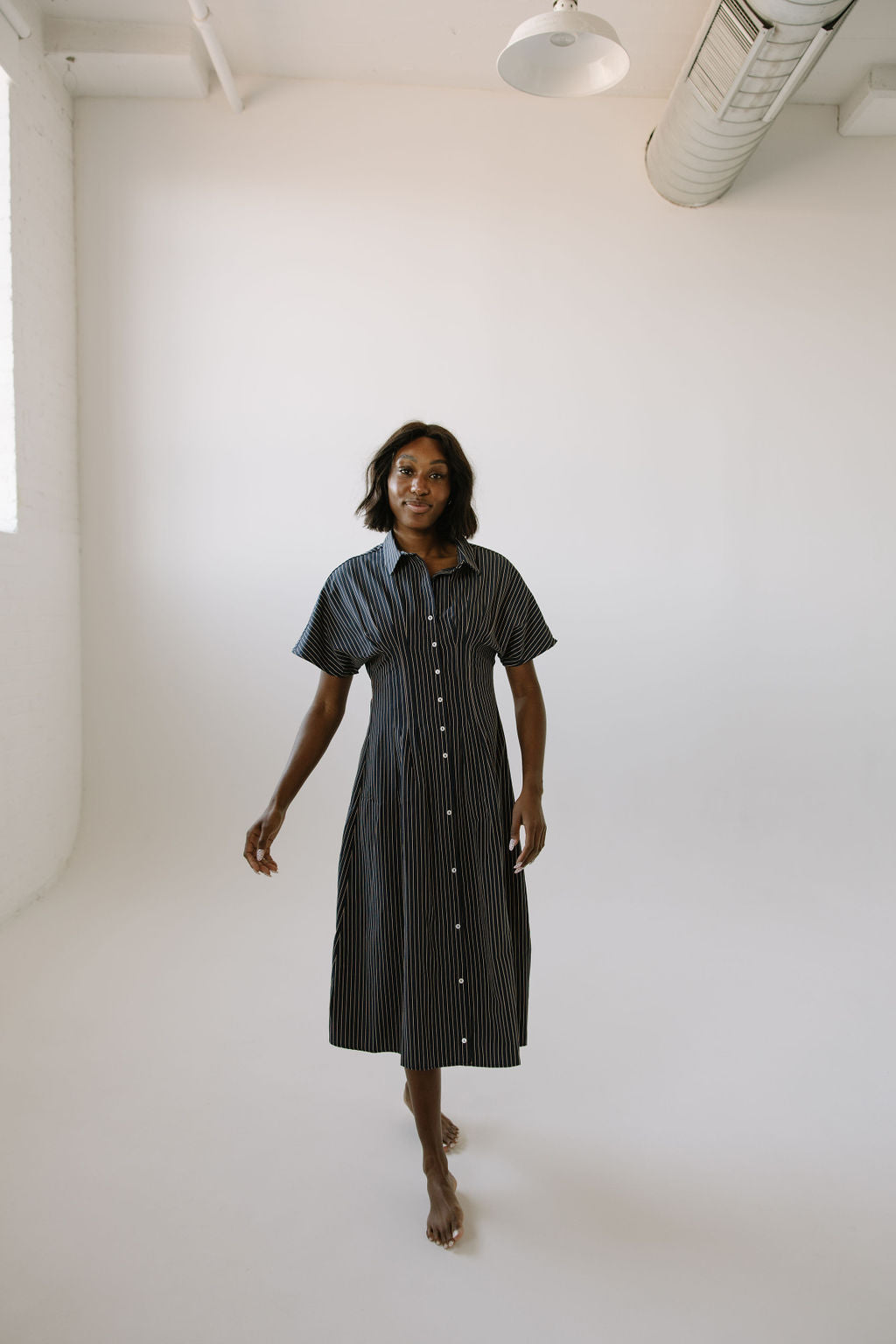 Brooke Pleated Shirt Dress // Navy