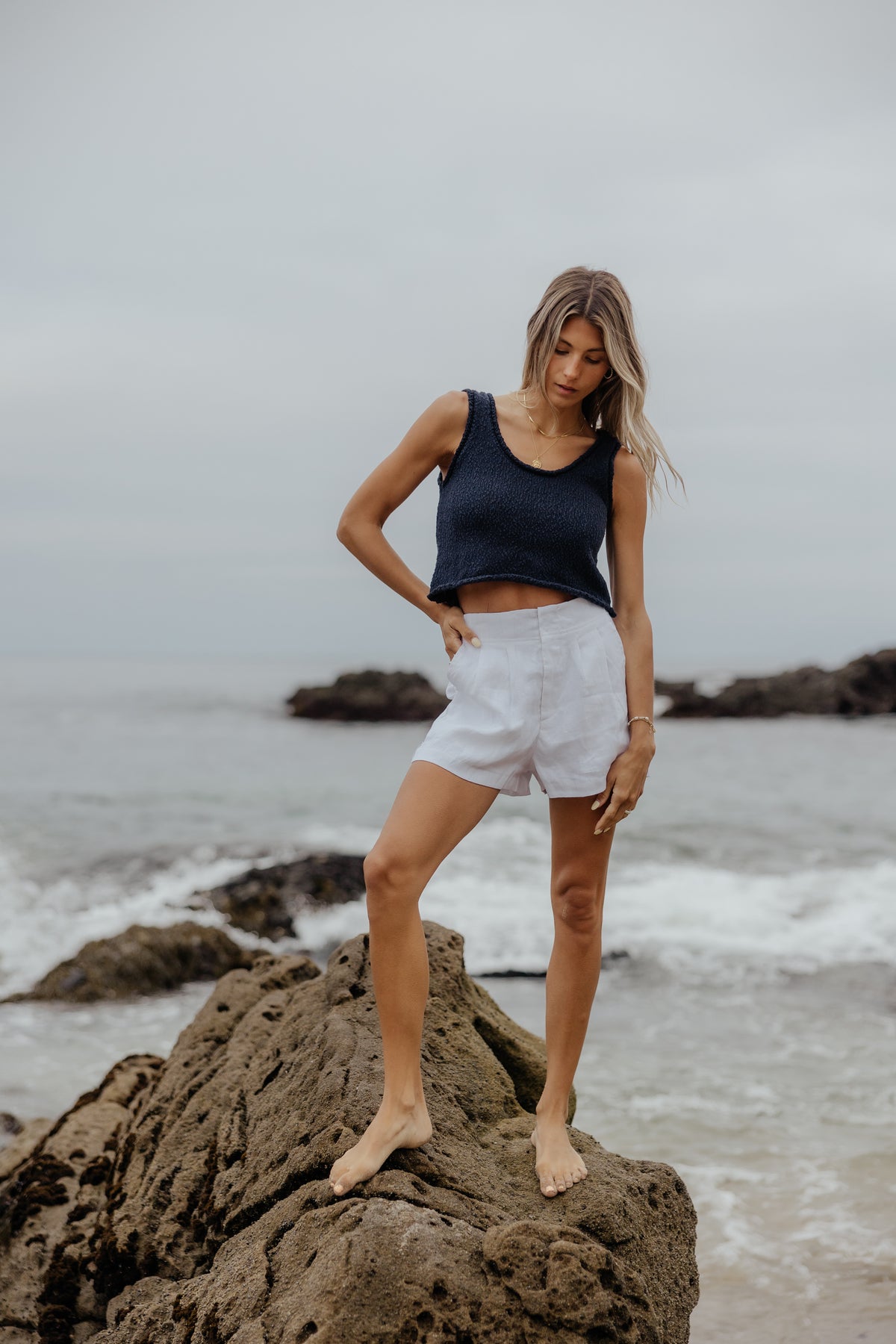 Tide Textured Tank // Navy