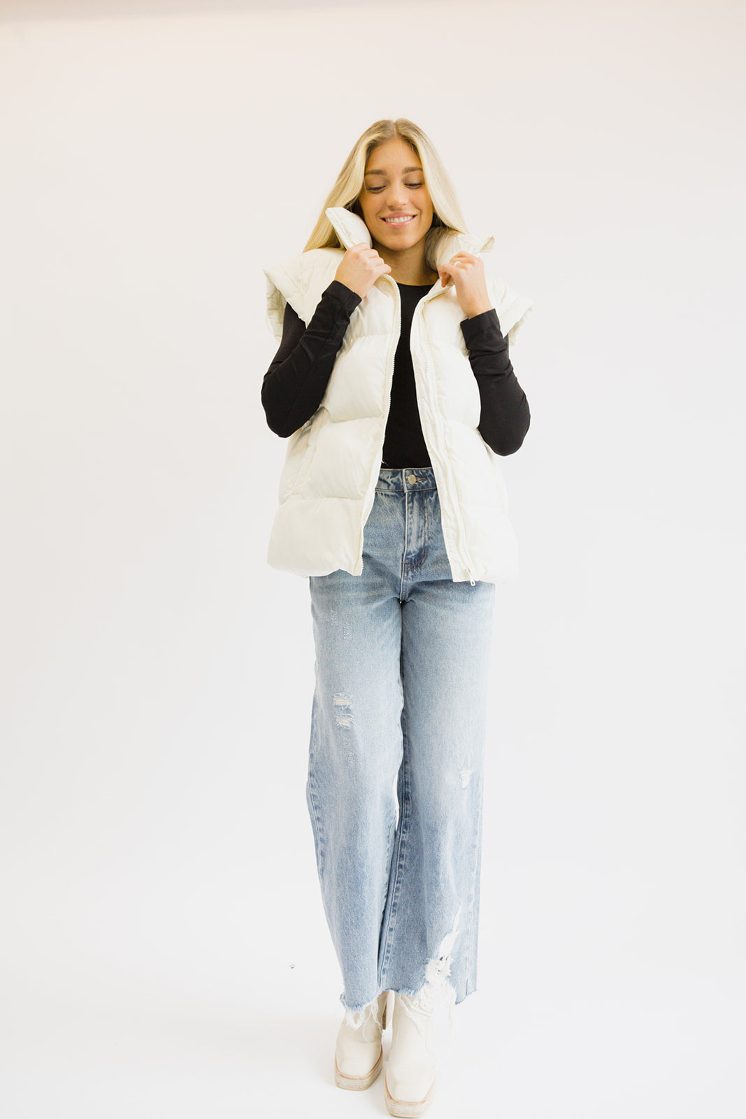 Ava Puffer Vest // Cream