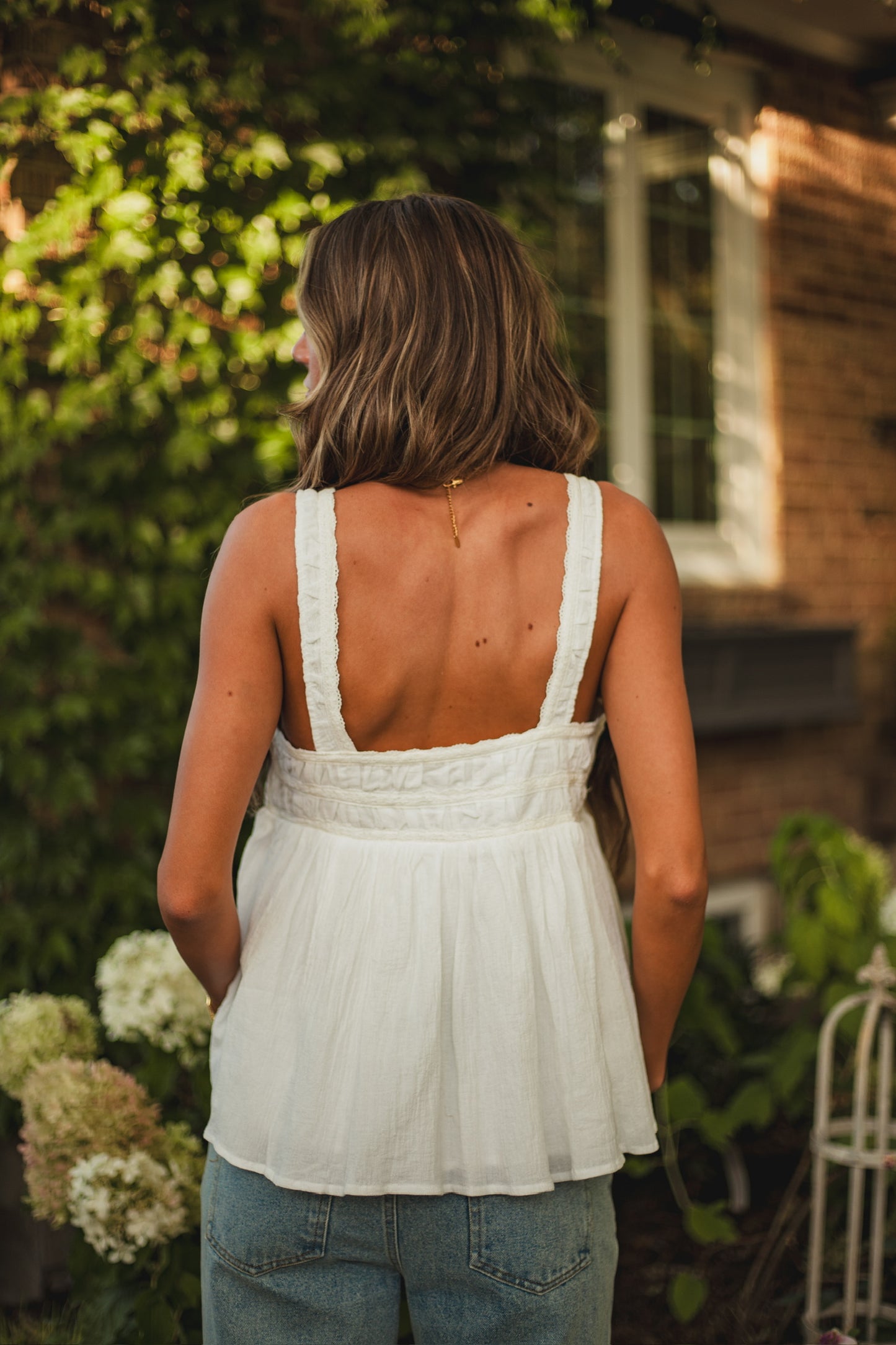 Susie Lace Tank // White