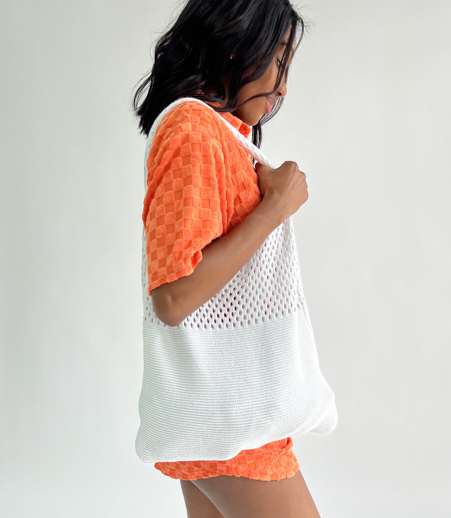 Seaside Knit Tote Bag // White