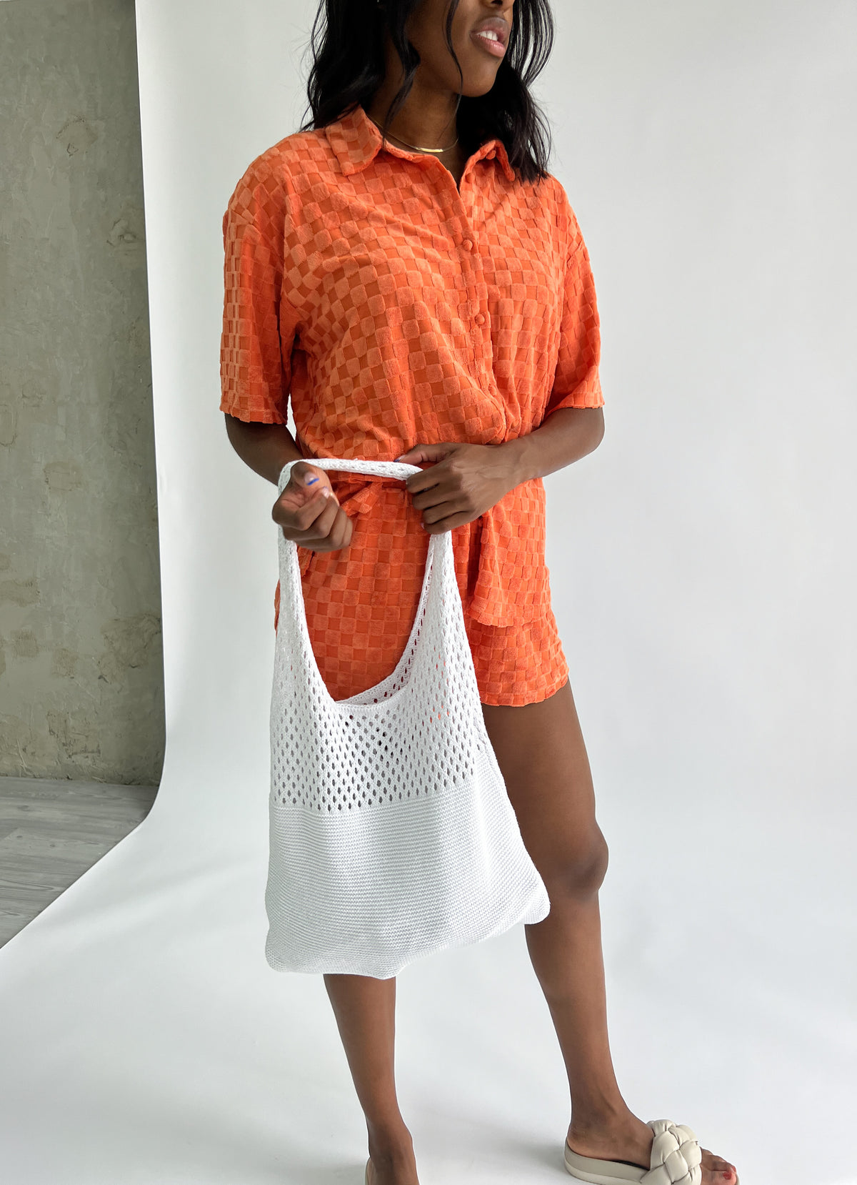Seaside Knit Tote Bag // White