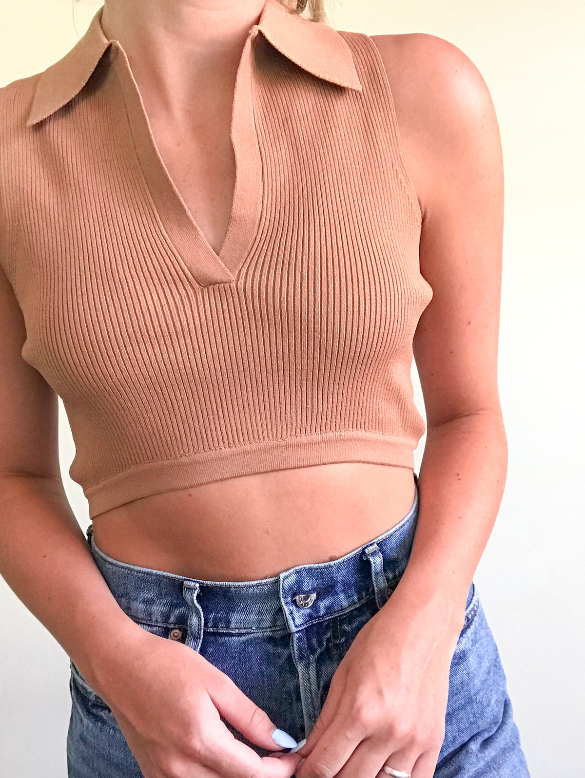 Collared V-Neck Tank