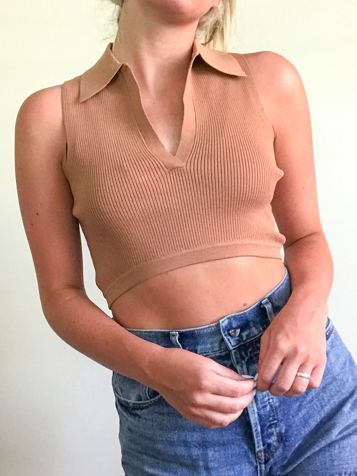 Collared V-Neck Tank