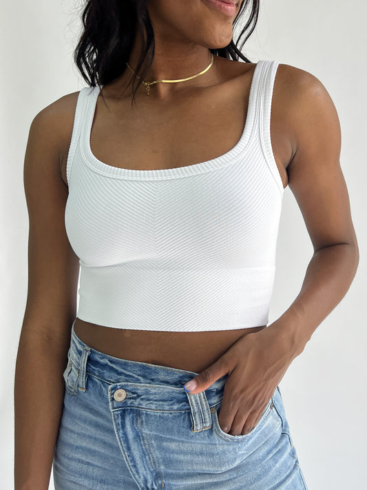 Cozy Ribbed Top // White